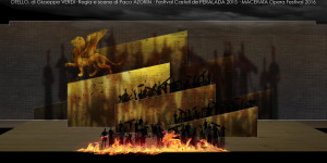 Nella foto, un bozzetto di scena 