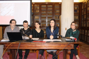 In conferenza stampa, da sinistra: Massimo Costantini, Paolo Trillini, Maria Giovanna Varagona, Stefania Monteverde e Fabiola Scagnetti
