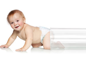 Baby getting out of the tube. Artificial Insemination. In Vitro Fertilization