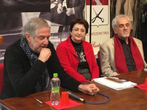Da sinistra, Verdenelli, Maccari e l’autore Angeletti 