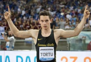 Filippo Tortu from Italy competes in the 100m Men at Rome Diamond League Golden Gala 2018 at Olimpico Stadium in Rome, 31 May 2018. ANSA/CLAUDIO PERI