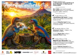 Aperitivi naturalistici 2026 al MuBi di Macerata La seconda edizione degli Aperitivi naturalistici propone tre incontri dedicati a biodiversità, evoluzione e natura al MuBi di Macerata.