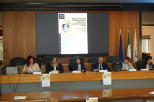 I relatori del seminario promosso dal Co.re.com Marche dedicato alla rappresentanza femminile nell’informazione locale, ospitato a Palazzo Li Madou ad Ancona.